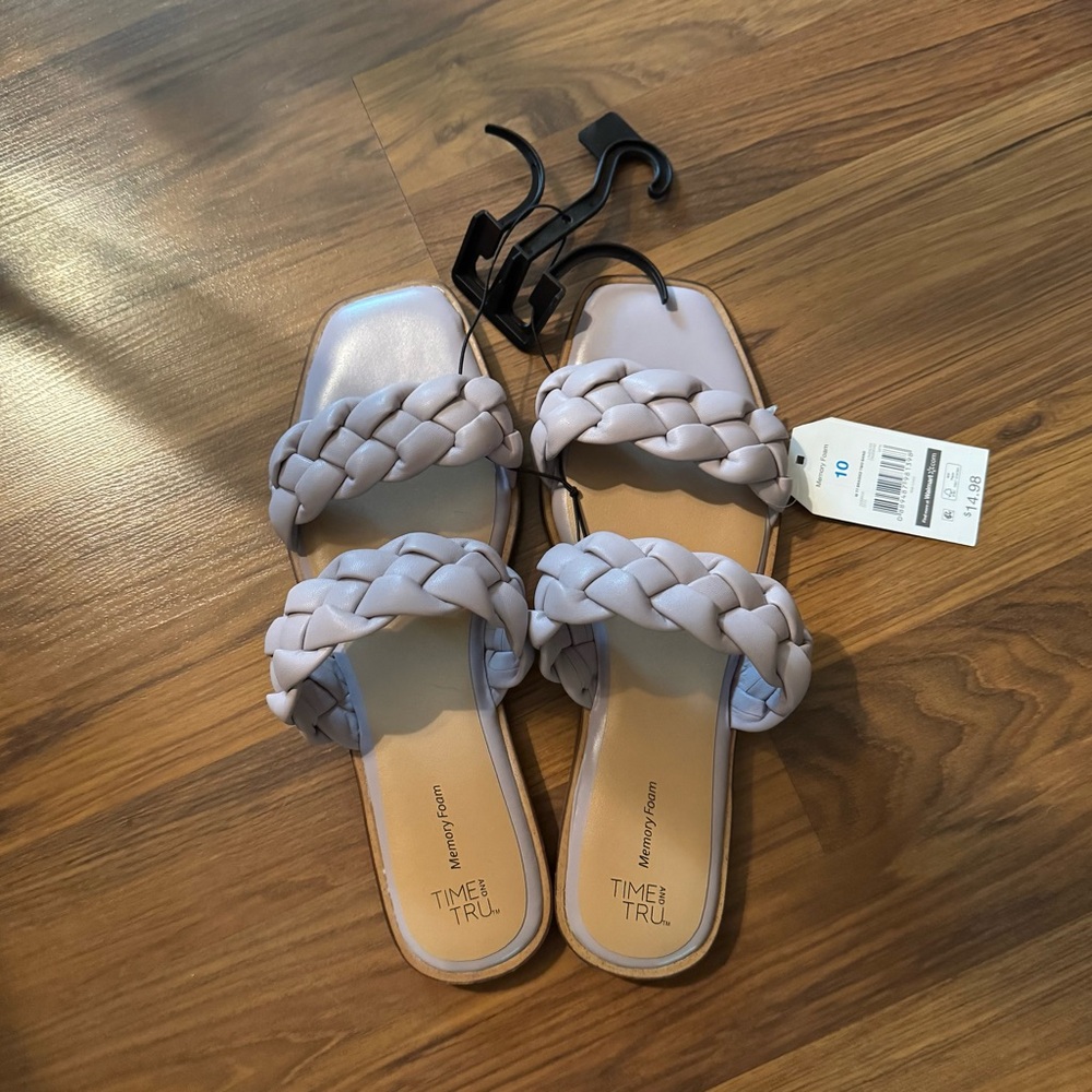 Time and Tru Lilac Slide Sandals with Bow Design